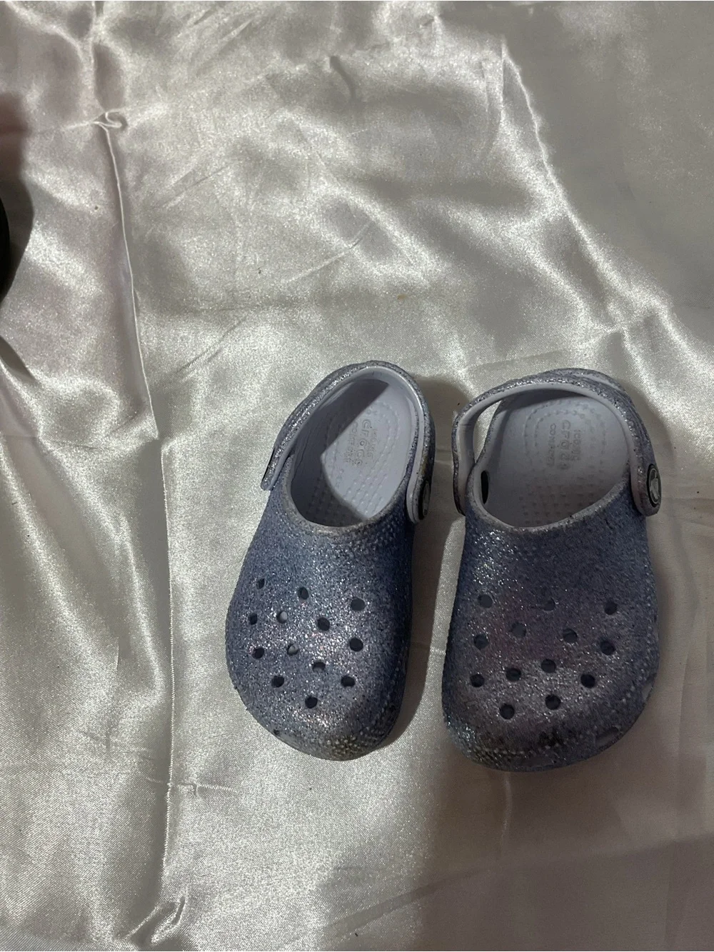 CROCS Kids' Glitter Clogs - Silver Blue